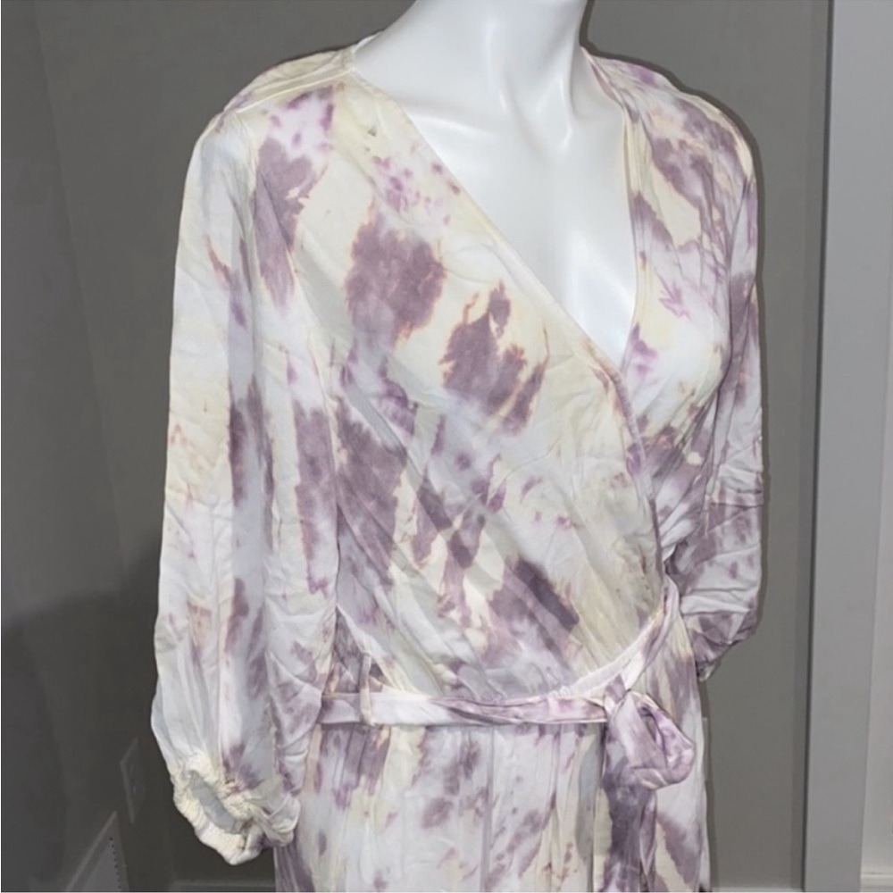 Young Fabulous & Broke Mauve Harvest Tie Dye Jillian Wrap Dress Large NEW! - Picture 2 of 5